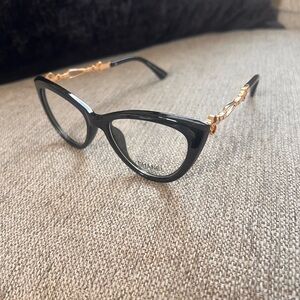 Chanel Black and Gold Chain Cat-Eye Glasses